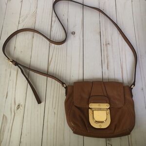 Michael Kora Brown Leather Crossbody Bag